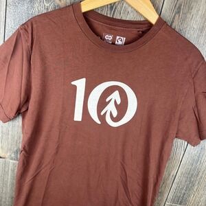 Tentree Mens Graphic T-Shirt Small Brown Organic Cotton 10 Logo Fairtrade Tee